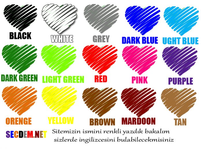 İngilizce Renkler | Colours In English | İngilizce Kelimeler ...